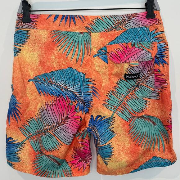 Hurley Palm Tree Tropical Orange 6" Men's Board Shorts, Size 28 - Picture 4 of 5